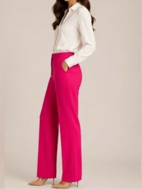 Joie Pants - JOIE Pink Wide Straight  Leg Trousers High Waisted Tailored Pants Size 12